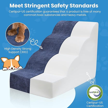PAWSCRAT Dog Stairs 4 Steps 19.6 inch 30D Foam