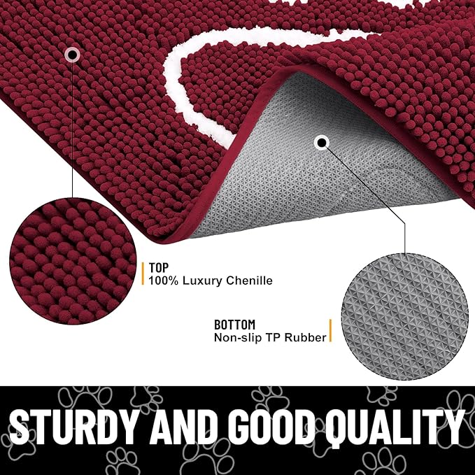 smiry Dog Door Mat for Muddy Paws (30x20 Inches,