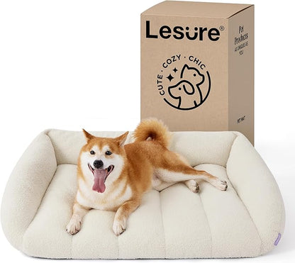 Lesure Orthopedic Dog Bed Sofa for Large Dogs Foam(35" x 25" x 10.5", Cream)