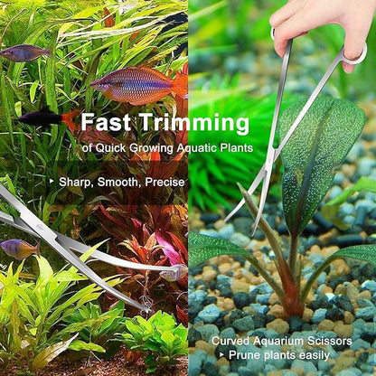 4Pcs Aquascaping Tools Kit, Jeimier Aquascape Tools Long and Strong Planted Aquarium Tweezers, Scissors, Aquarium Algae Scraper, Aquarium Plant Tools, Fish Tank Plant Trimming Kit for Aquascaping