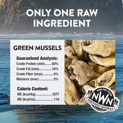 Northwest Naturals Raw Rewards Freeze-Dried Green Lipped Mussel Treats for Dogs and Cats - Bite-Sized Pieces - Healthy, 1 Ingredient, Human Grade, Natural - 2 Oz (Pack of 3) (Packaging May Vary)