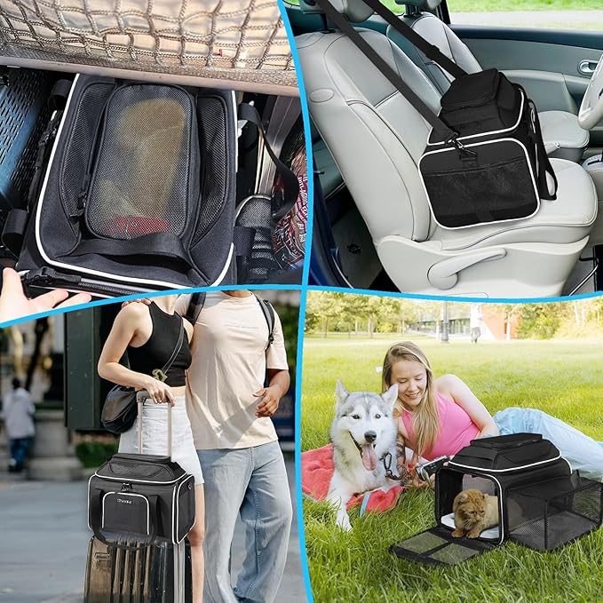 Petskd Top and Side Expandable Pet Carrier 17x12x8.5 Inches JetBlue Frontier Spirit Airline Approved