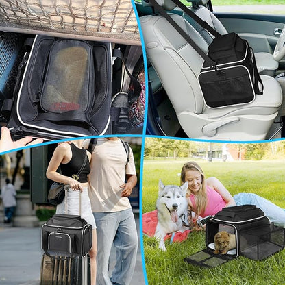 Petskd Top and Side Expandable Pet Carrier 17x12x8.5 Inches JetBlue Frontier Spirit Airline Approved