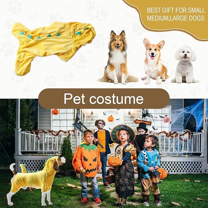 NACOCO Halloween Dog Dinosaur Costume - Pet Clothes Design Hoodie Yellow for Medium & Large Dog(Yellow, 3XL)