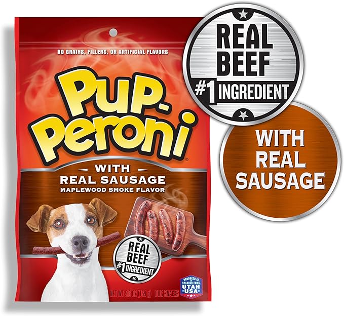 Pup-Peroni Dog Treats, Real Sausage with Maplewood Smoke Flavor, 5.6 Ounce (Pack of 8), Made with Real Beef