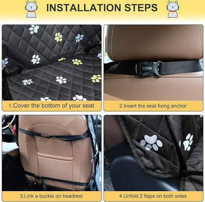 2pcs Dog Car Seat Cover for Front Durable Colored Paw Prints Waterproof Protector Against Dirt Scratch Proof Non Slip Padded Quilted Front Seat Covers for Dog for Cars