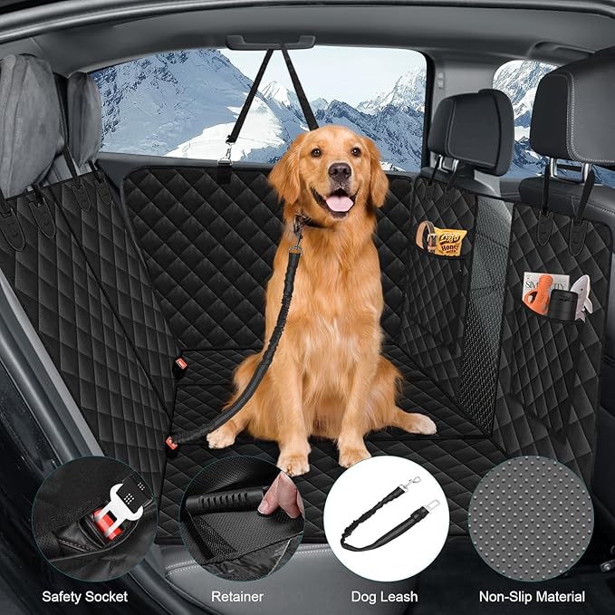 Back Seat Extender for Dogs,Large Space, Dog Car Seat Cover Hard Bottom Holds 400lbs, Sturdy Backseat Extender for Dogs, Waterproof Dog Hammock for Car Dog Car Bed for Car, SUV, Truck