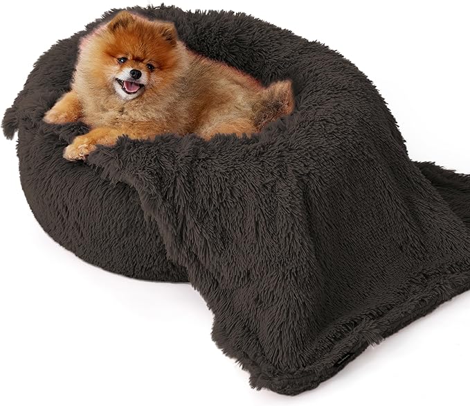 Bedsure Waterproof Dog Blankets for Small Dogs - Calming Cat Blanket for Couch Protector Washable, Long Faux Fur Pet Throw Blanket for Puppy, Reversible Furniture Protection, 25"x35", Chestnut