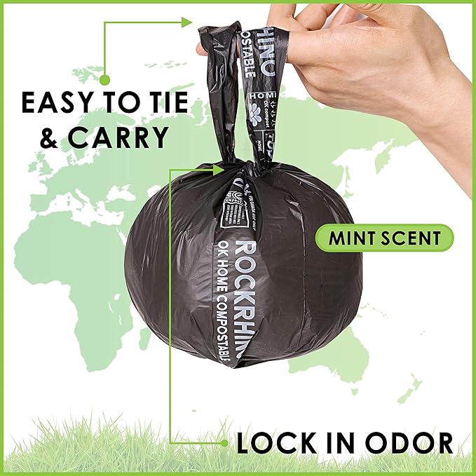 Certified Home Compostable Dog Poop Bags with Handles 216 Bags