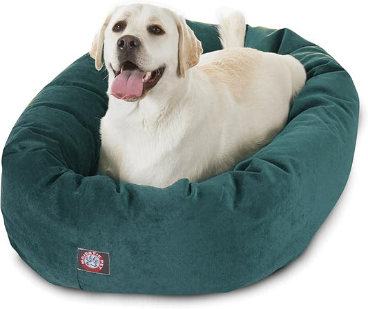 Majestic Pet 40 Inch Micro Velvet Calming Dog Bed Washable – Cozy Soft Round Dog Bed with Spine for Head Support 40x29x9 (inch)