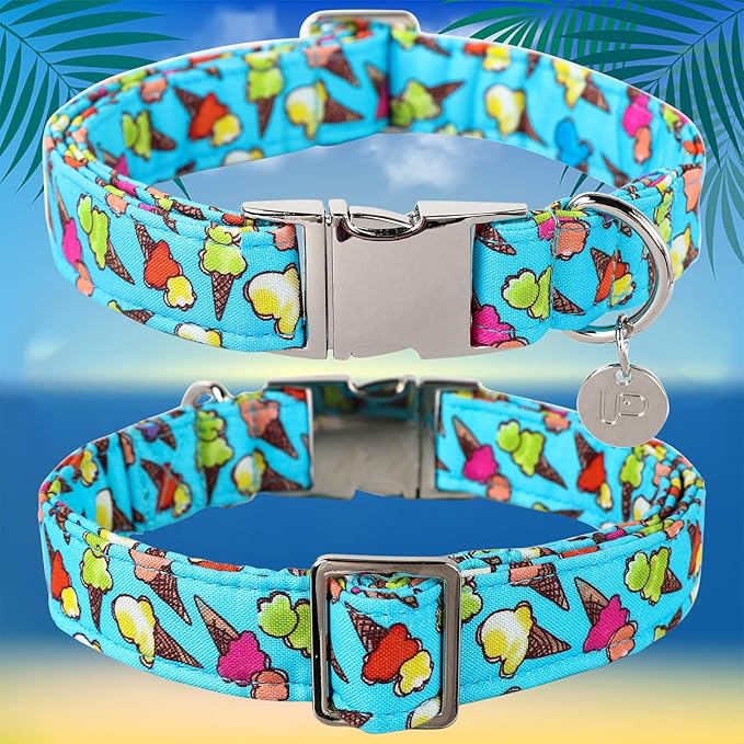 Ice Cream Summer Cotton Dog Collar with Metal