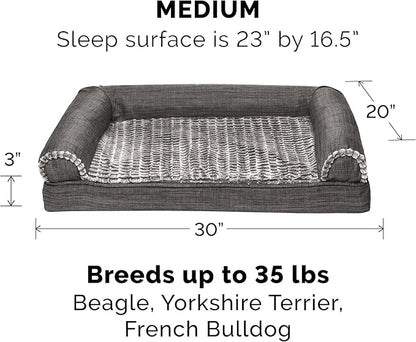 Furhaven Orthopedic Dog Bed for Medium/Small Dogs w/ Removable Bolsters & Washable Cover 35 lbs