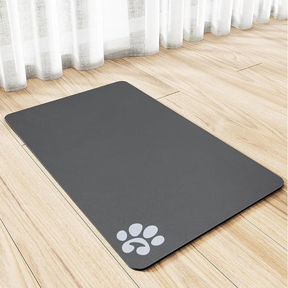 YCT Dog Food Feeding Mat, Non-Slip Dog Mat for Food, Resting and Sleeping Mat, with Single Dog Logo，24 x 16.9 inches, Dark Grey