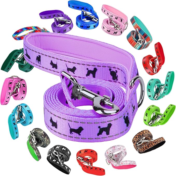 EcoBark Dog Leash - Soft & Reflective Comfort Training Leashes with Padded Handle - Strong Durable Heavy Duty - Training and Pulling for Small, Medium or Large Dogs (Lavender)