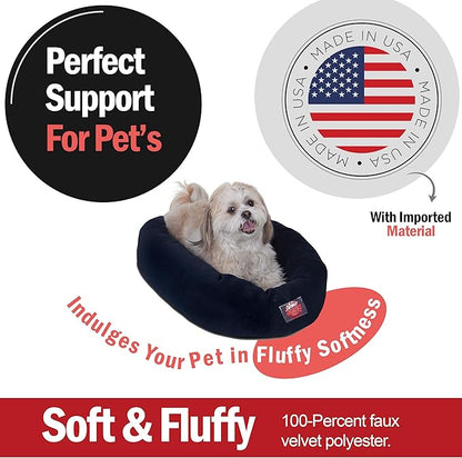 Majestic Pet 24 Inch Micro Velvet Calming Dog Bed Washable – Cozy Soft Round Dog Bed with Spine for Head Support 24x19x7 (inch)