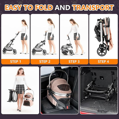 Kenyone 3-in-1 Pet Stroller for Small Medium Dogs