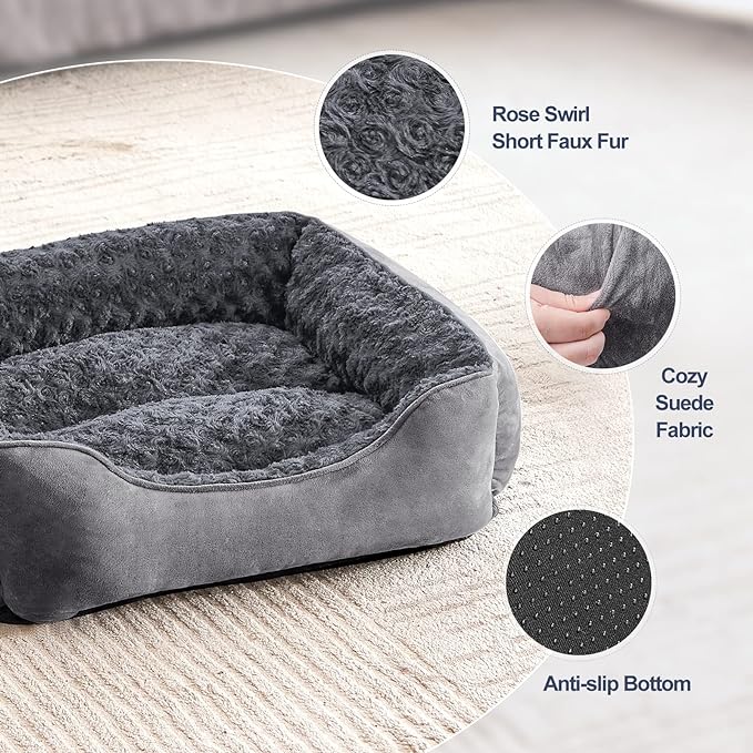 JOEJOY Rectangle Dog Bed for Large Medium Small Dogs Machine Washable Sleeping Dog Sofa Bed Non-Slip Bottom Breathable Soft Puppy Bed Durable Orthopedic Calming Pet Cuddler