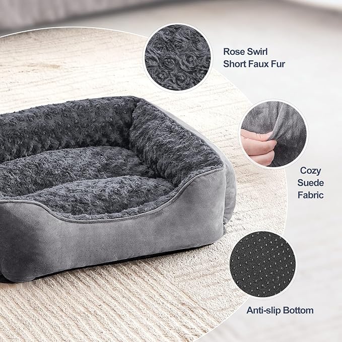 JOEJOY Rectangle Dog Bed for Large Medium Small Dogs Machine Washable Sleeping Dog Sofa Bed Non-Slip Bottom Breathable Soft Puppy Bed Durable Orthopedic Calming Pet Cuddler