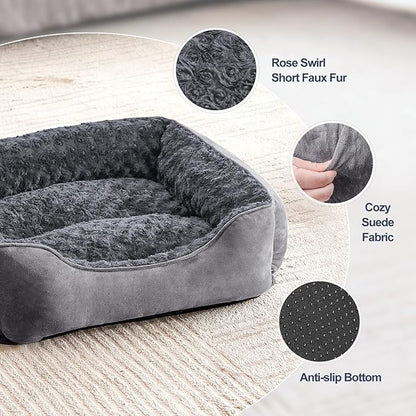 JOEJOY Rectangle Dog Bed for Large Medium Small Dogs Machine Washable Sleeping Dog Sofa Bed Non-Slip Bottom Breathable Soft Puppy Bed Durable Orthopedic Calming Pet Cuddler