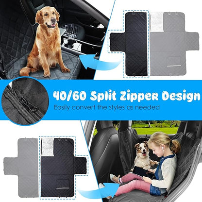 URPOWER 6-in-1 Dog Car Seat Cover for Back Seat 40/60 Split