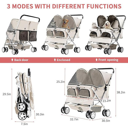 Double Pet Stroller 2 Dogs