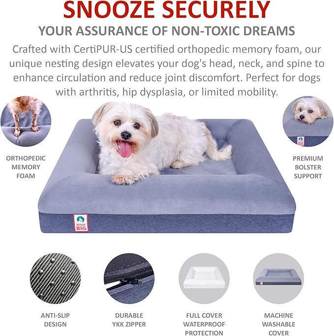 Premium Waterproof Orthopedic Dog Bed for Small Dogs Made Out of Velvet 29" x 23" x 6"