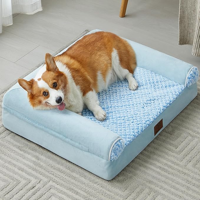 WNPETHOME Dog Beds for Large Dogs, Orthopedic Sofa Dog Bed Mat Pillow with Removable Waterproof Cover, Egg-Foam Dog Crate Bed for Medium Large Dogs