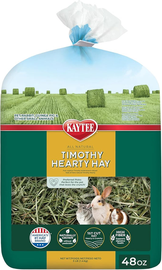 Kaytee Timothy Hearty Hay for Guinea Pigs, Rabbits & Other Small Animals, 48 oz