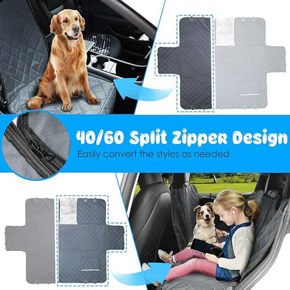 URPOWER 6-in-1 Dog Car Seat Cover for Back Seat 40/60 Split
