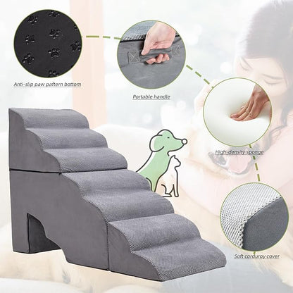 Dog Stairs for Small Dogs High Beds 32-36" H Grey/34 H