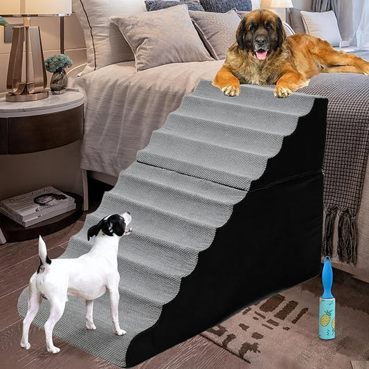 30 inches High Foam Dog Stairs &Steps for High Beds Tall, LitaiL Extra Wide 30-36 inch Wave Pet Stairs/Steps for High Beds Large Breed Dogs,Non-Slip Dog Ramps for Small Dogs, Older Dogs/Cats Injured