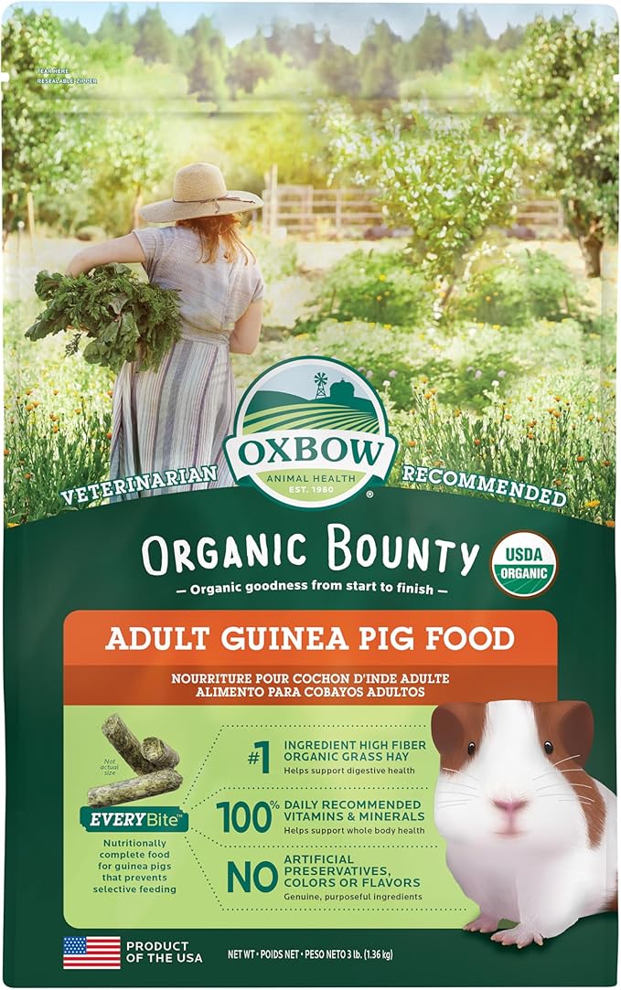 Oxbow Animal Health Organic Bounty Adult Guinea Pig Food, Made In The USA, 3 Pound Bag