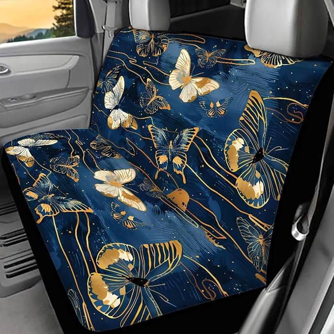 AFPANQZ Golden Butterfly Fabric Car Backseat Cover