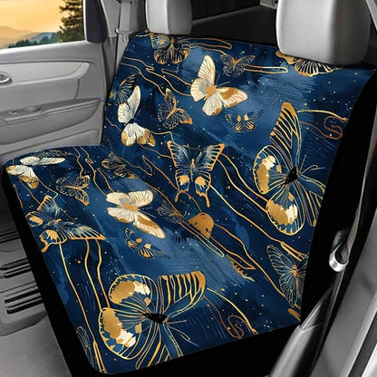 AFPANQZ Golden Butterfly Fabric Car Backseat Cover
