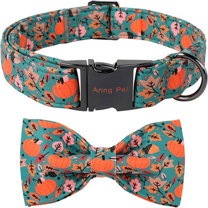 ARING PET Halloween Dog Collar-Cute Green Pumpkin Dog Collar with Bow