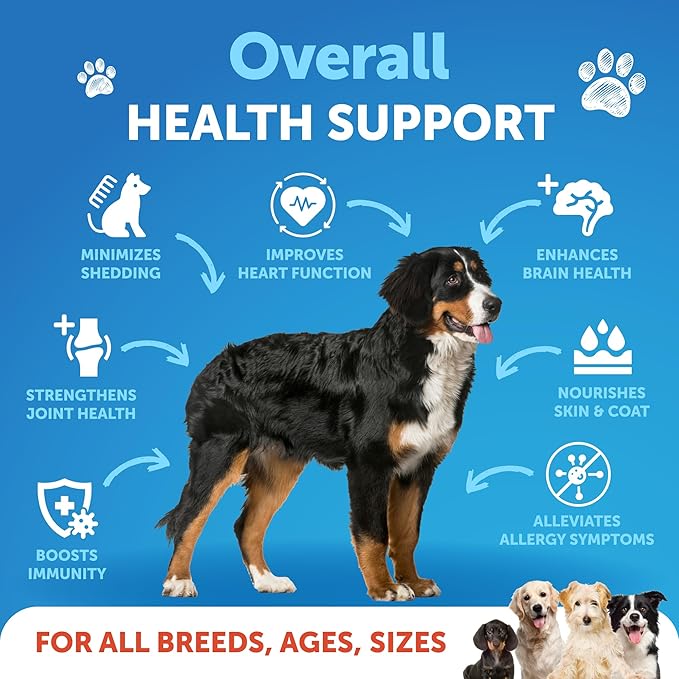 Omega 3 Fish Oil for Dogs - Better Than Salmon Oil for Dogs - Dog Fish Oil - Fish Oil Liquid for Pets EPA DHA - Skin and Coat Food Supplement for Dogs - Allergy, Itch, Shedding, Dry Skin, Joints