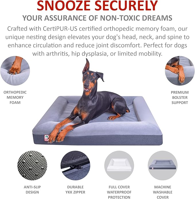 Premium Waterproof Orthopedic Large Dog Bed Washable Cover Made Out of Velvet 45" x 35" x 7"