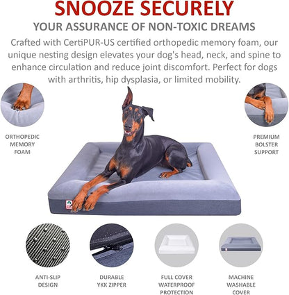 Premium Waterproof Orthopedic Large Dog Bed Washable Cover Made Out of Velvet 45" x 35" x 7"