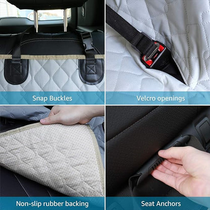 Lassie Dog Car Seat Covers for Back Seat Waterproof with Mesh Visual Window Durable Scratchproof Nonslip Dog Car Hammock with Universal Size Fits for Cars