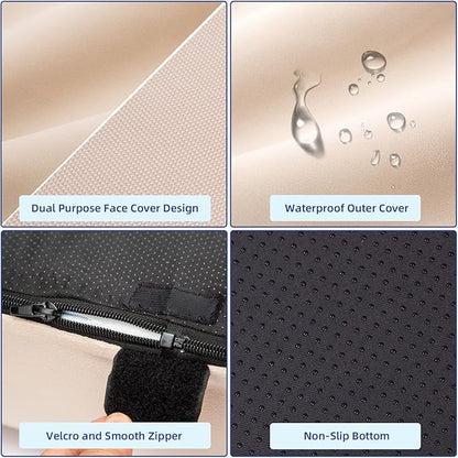 pettycare Orthopedic Dog Bed for Large Dogs Waterproof Pet Bed Soft Sofa with Two Fabrics Washable Removable Cover Egg Foam Support Anti-Slip Bottom Extra Head and Neck Support Sleeper