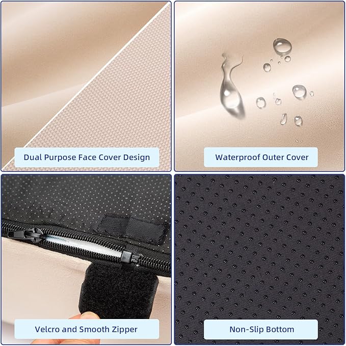 pettycare Orthopedic Dog Bed for Large Dogs Waterproof Pet Bed Soft Sofa with Two Fabrics Washable Removable Cover Egg Foam Support Anti-Slip Bottom Extra Head and Neck Support Sleeper