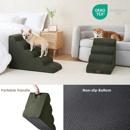 EHEYCIGA Curved Dog Stairs for High Beds 19.7" H 4-Step Dog