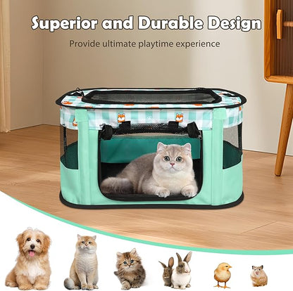 Cat Carrier Pet Carrier for Cat Travel Carrier Soft-Sided Cat Bag Puppy Dog Carrier with Carrying Case and Mat, Green-Mini