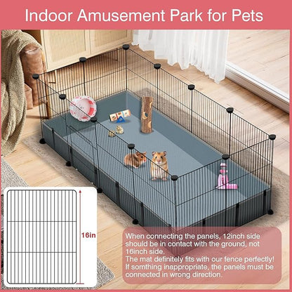 12 Panels Small Animal Playpen,Pet Playpen with Waterproof Mat,C&C Cage for Guinea Pigs,Puppy Play Pen,Bunny Playpen,Indoor Outdoor Portable Metal Wire Yard Fence