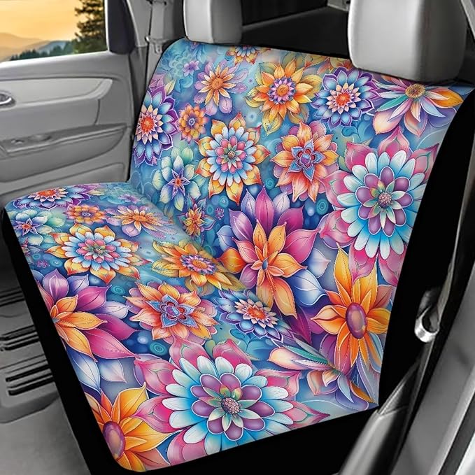 AFPANQZ Boho Flowers Cloth Back Seat Cover Non-Slip