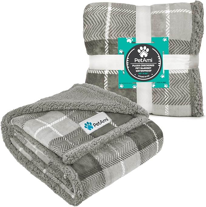 PetAmi WATERPROOF Dog Blanket For Medium Large Dog 60x40 Plaid