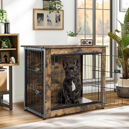NicBex Small Dog Crate Furniture 27.2" L 30lb, Rustic
