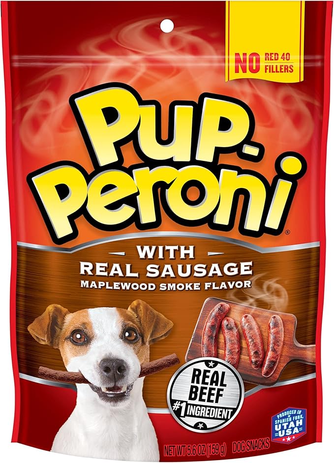 Pup-Peroni Dog Treats, Real Sausage with Maplewood Smoke Flavor, 5.6 Ounce (Pack of 8), Made with Real Beef