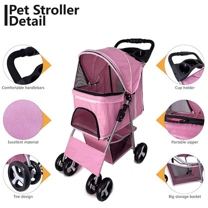 Small Dog Stroller 33lbs (Pink)