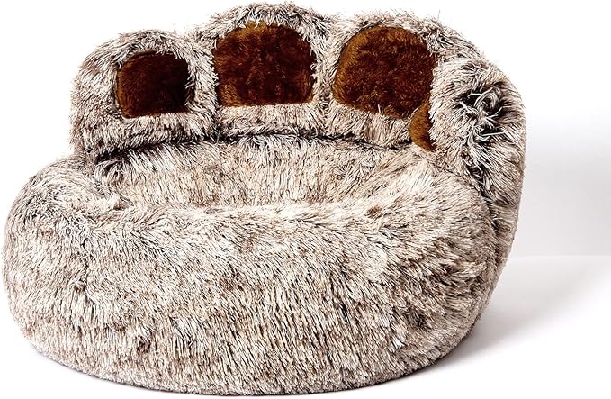 Jiupety Pet Round Bed of Paw Shape (22"×22"×6"), Gray